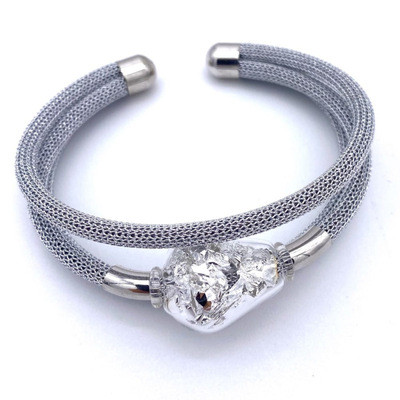 GWENDOLINE luxury silver bracelet with central bead