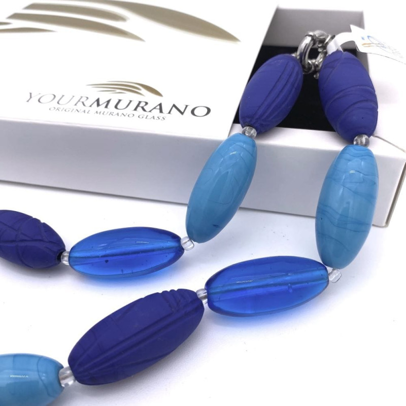 EMMA Moderna collana con perle turchese e blu