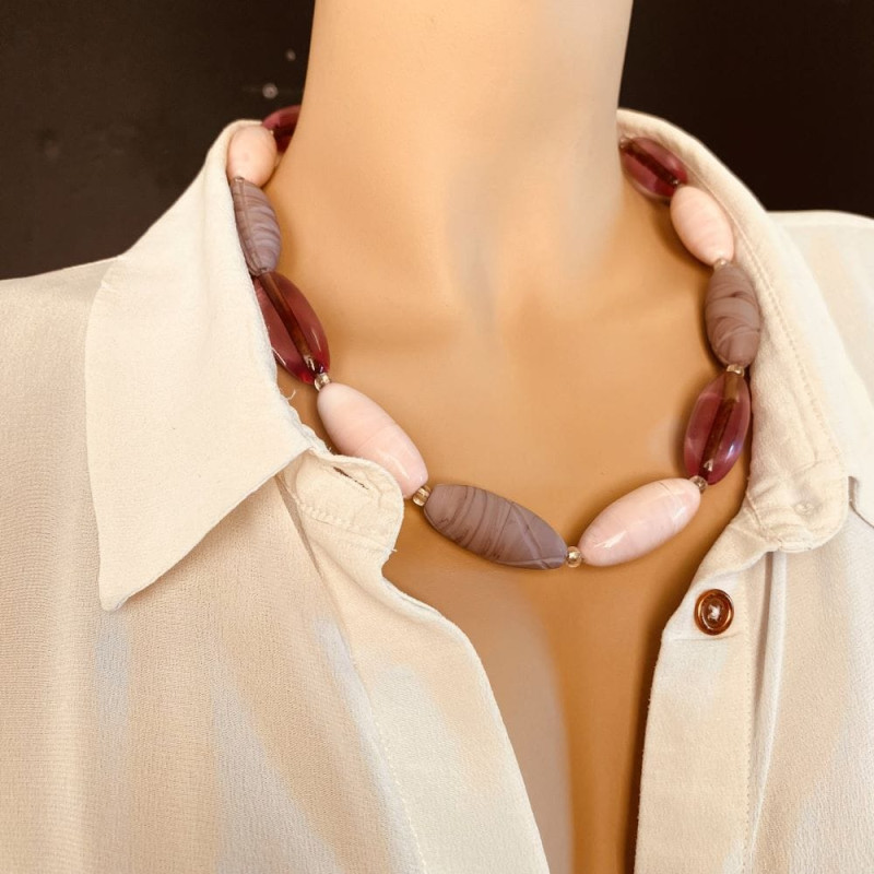 Collana Perle rosa in vetro artistico