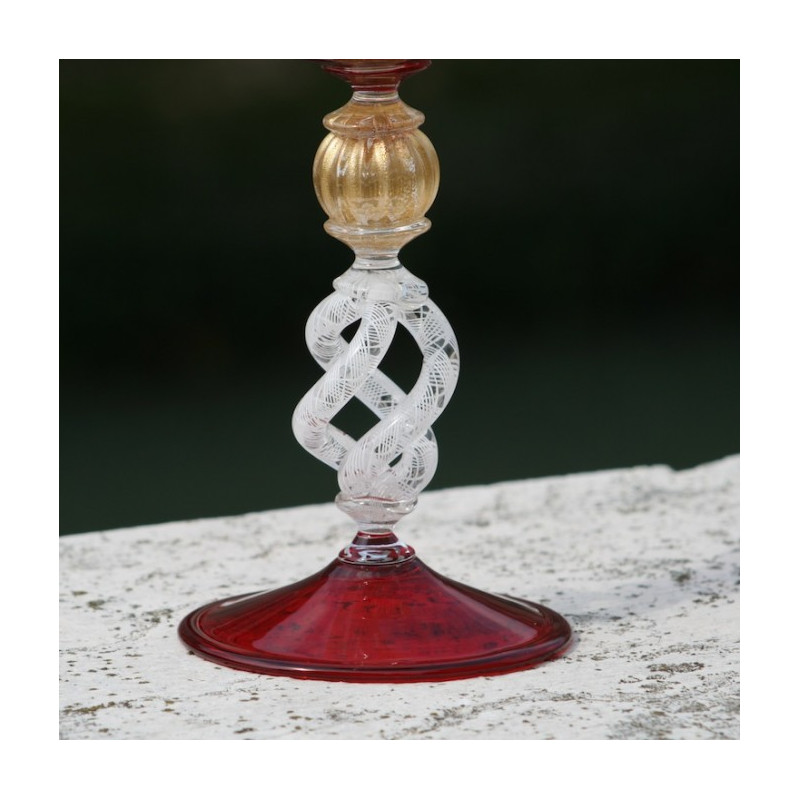 calice veneziano in vetro rosso artigianale