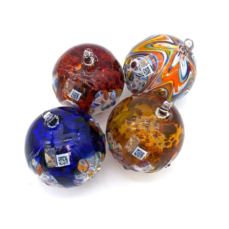 XMAS 1st SET 4 colorful Murano Glass decorative balls