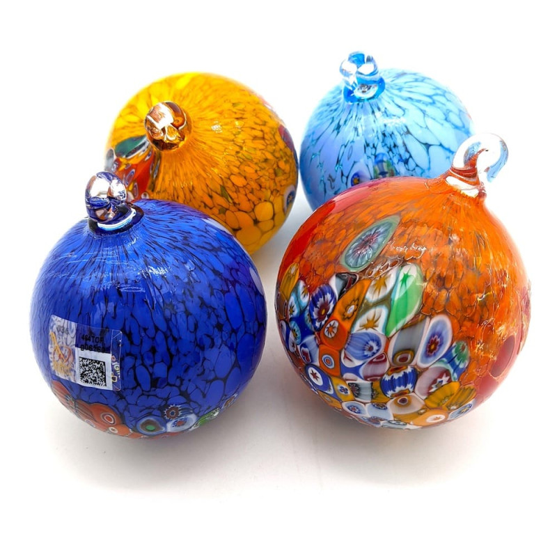 XMAS 2nd SET 4 Murano Glass Christmas-theme balls