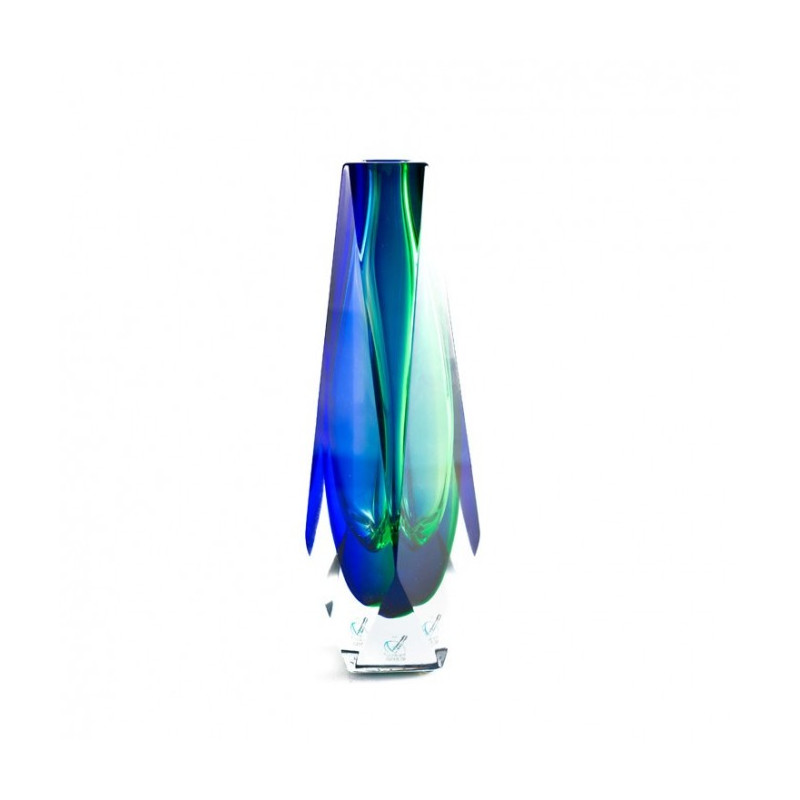 blue and green Murano glass vase