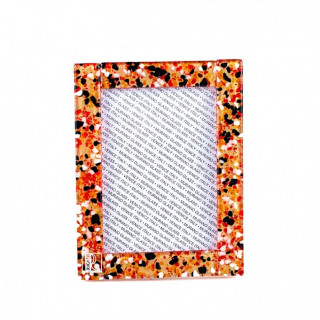 red and gold leaf murano glass frame