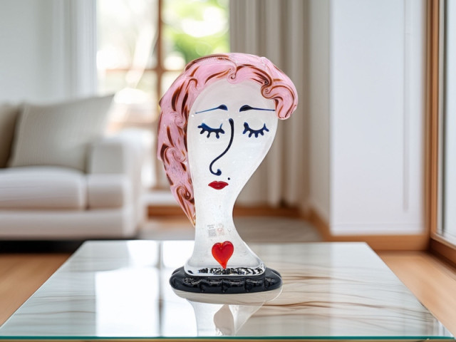 Collezione DREAM: Teste Femminili in Vetro Artistico dai Capelli Colorati