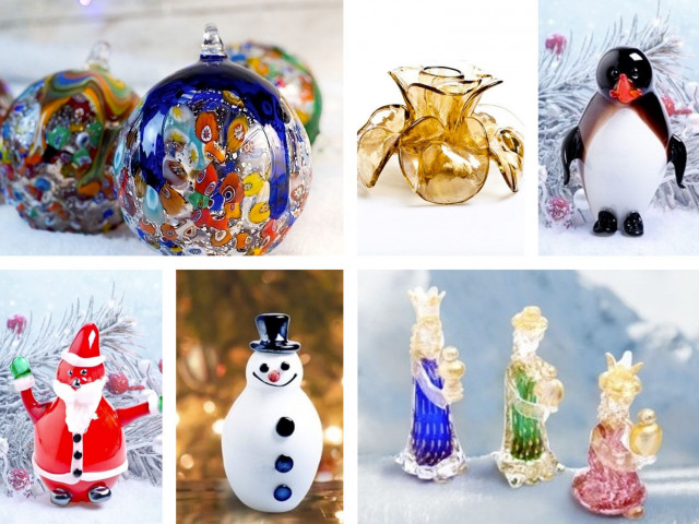 Decorazioni per le vacanze in vetro di Murano: decorazioni di Natale